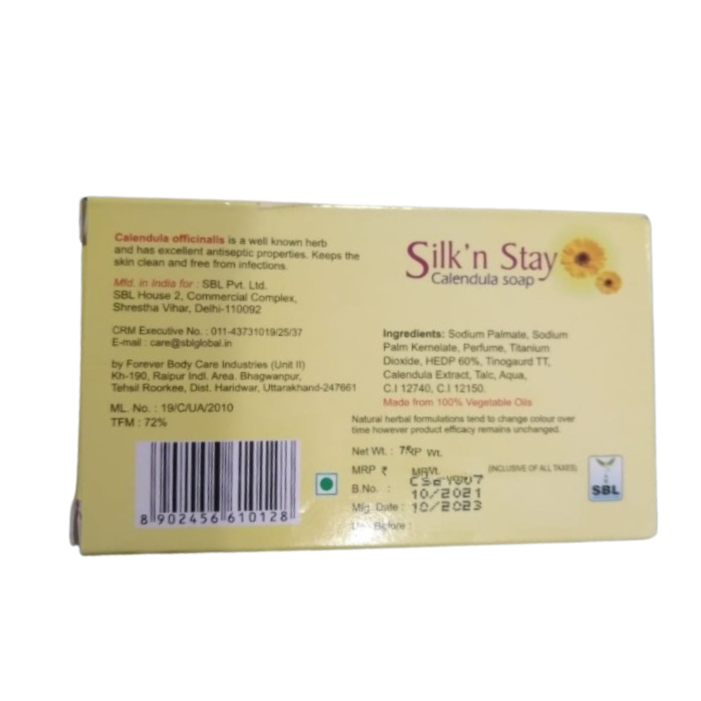 SBL Homeopathy Silk N Stay Antiseptic Calendula Soap - Distacart::33743698624671